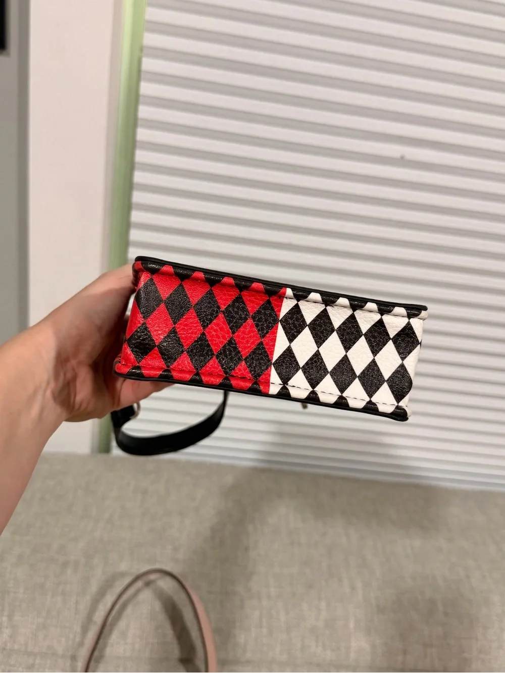 Black and Red Queen of Hearts Leather Crossbody Bag